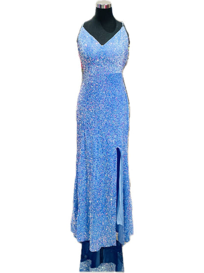 ABITO DA CERIMONIA Curvy In Velluto Azzurro 509009