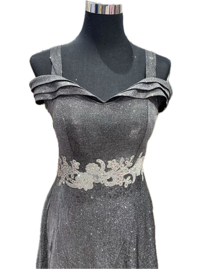 ABITO CERIMONIA DRITTO GLITTERATO GRIGIO 8982