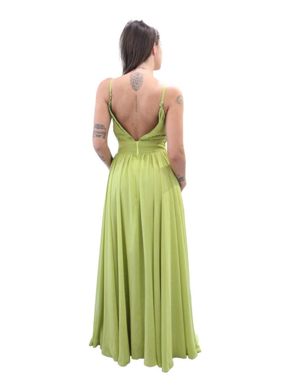 ABITO CERIMONIA DRAPPEGGIO VERDE LIME A801