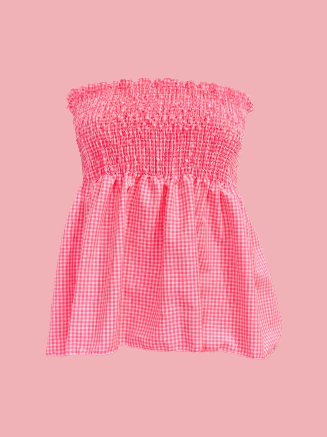 TOP Vichy Punto Smock Galetta Rosa Fluo Ribes of LOVE