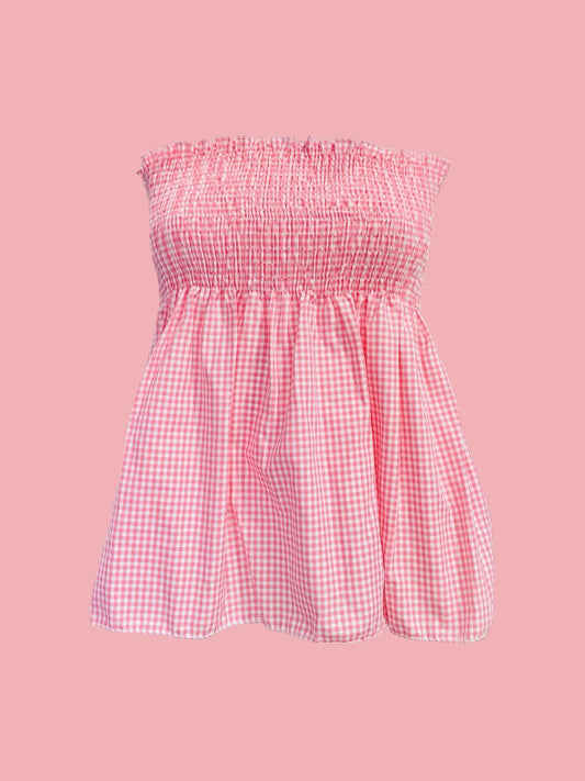 TOP Vichy Punto Smock Galetta Rosa Ribes of LOVE