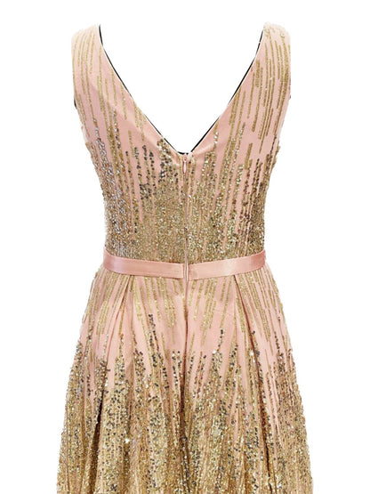 ABITO DA CERIMONIA ROSA CON PAILLETTES ORO 1979