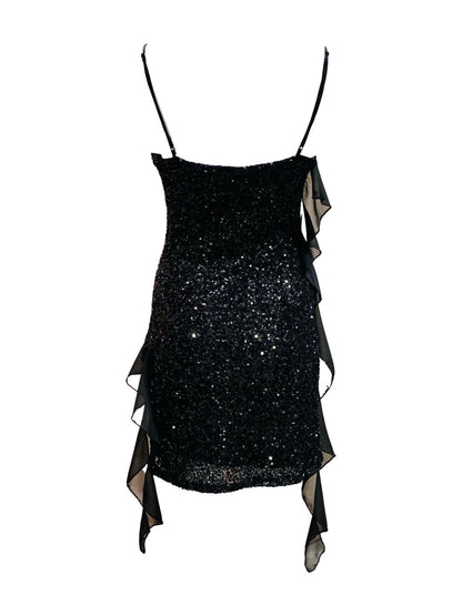 Abito Corto Pailettes Nero 14284