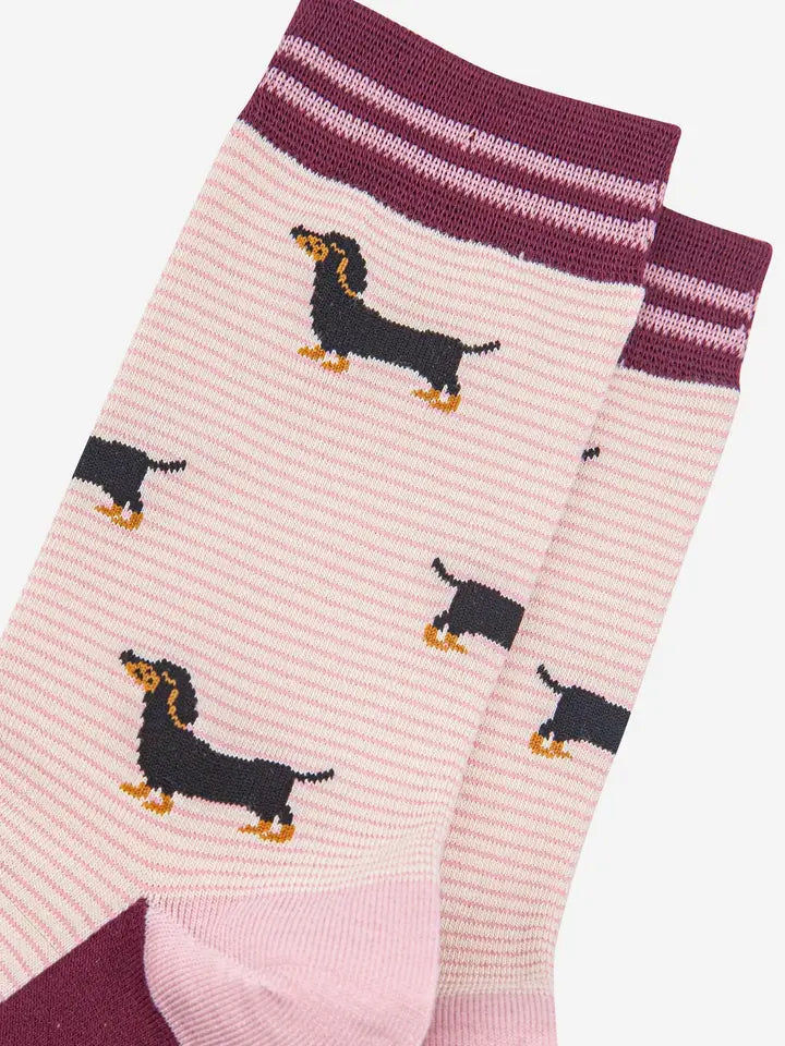 CALZINI IN BAMBÙ Rosa Bordeaux Righe Bassotto 4462DACHCR