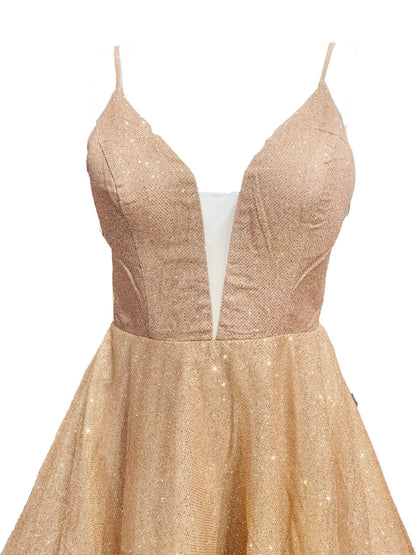 ABITO CERIMONIA GLITTERATO ORO ROSA 276