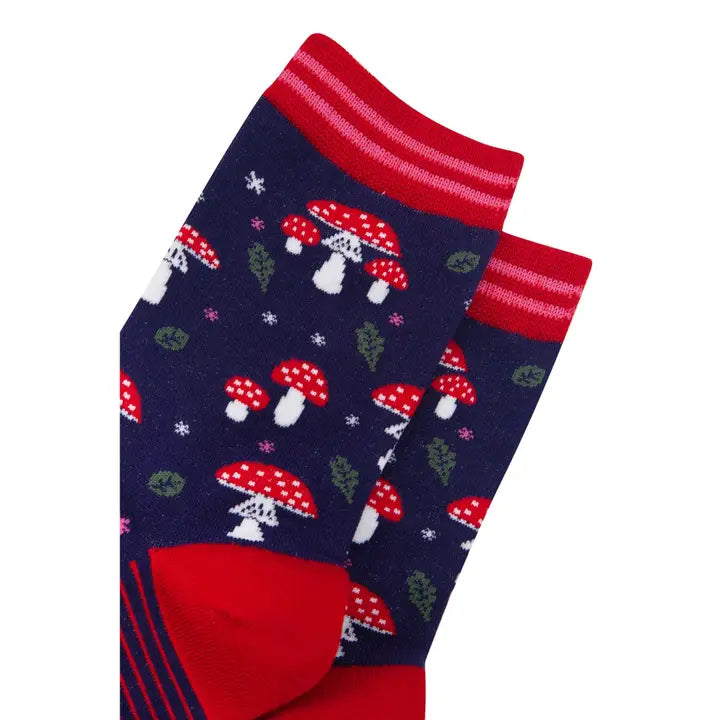 CALZINI IN BAMBÙ Blu Navy e Rosso con Funghetti 4536TOANB (Copia)