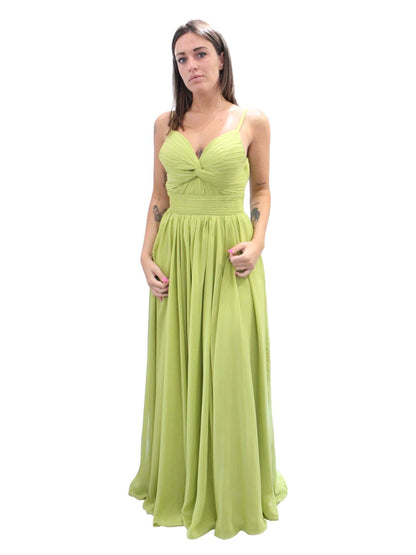 ABITO CERIMONIA DRAPPEGGIO VERDE LIME A801