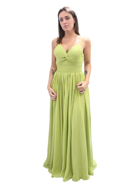 ABITO CERIMONIA DRAPPEGGIO VERDE LIME A801