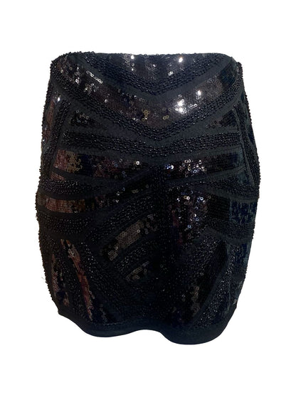 MINIGONNA  PAILLETTES NERA H7026