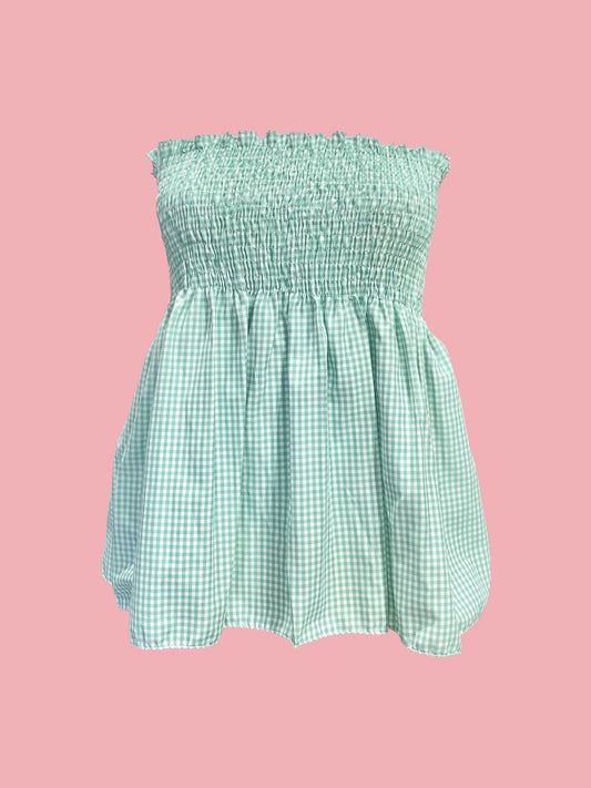 TOP Vichy Punto Smock Galetta Verde Ribes of LOVE