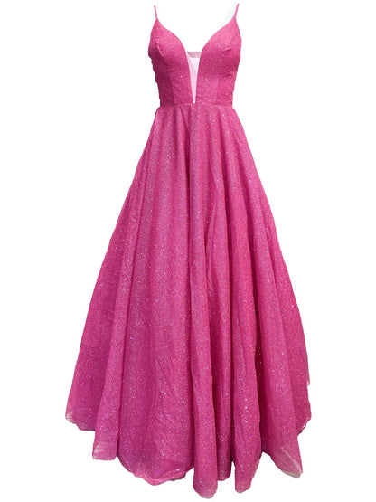 ABITO CERIMONIA GLITTERATO FUCSIA 276