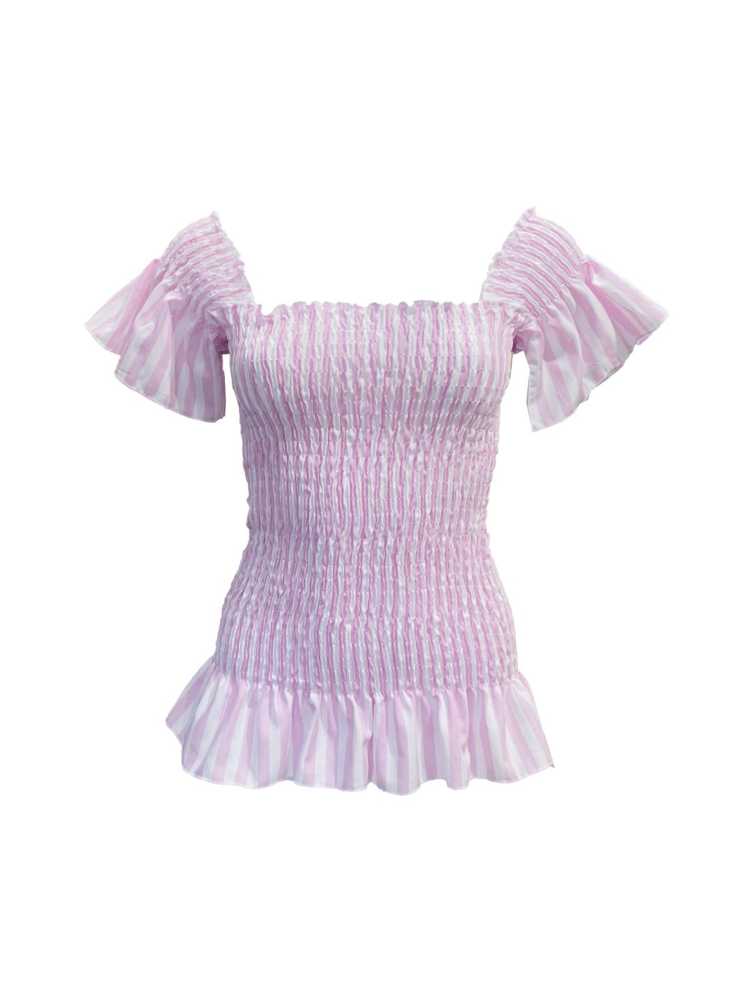 Top Punto Smock a Righe Rosa – Ribes of LOVE