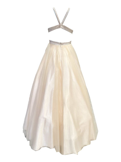 ABITO CERIMONIA Strass e Tulle Oro 722