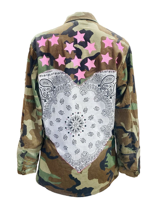 GIACCA MILITARE VINTAGE Cuore Bandana Bianco Ribes of LOVE