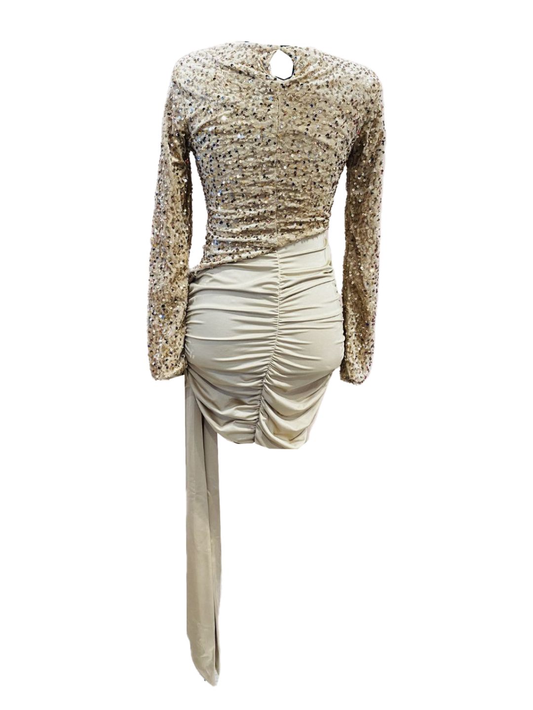ABITO ELEGANTE DORATO CON PAILLETTES E DRAPPEGGIO