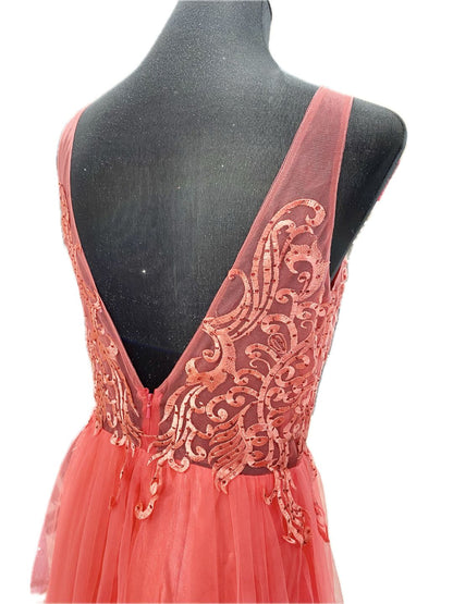 ABITO CERIMONIA TULLE CORALLO 203