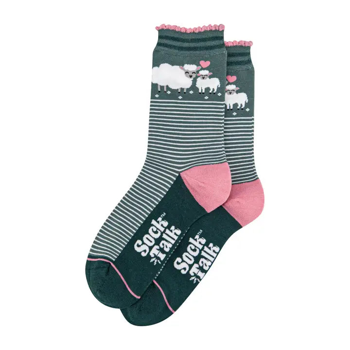CALZINI IN BAMBÙ con Pecora e Agnellino Verde e Rosa 4480LAMBGR
