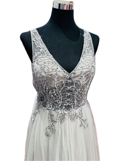 ABITO CERIMONIA TULLE GRIGIO PERLA 203
