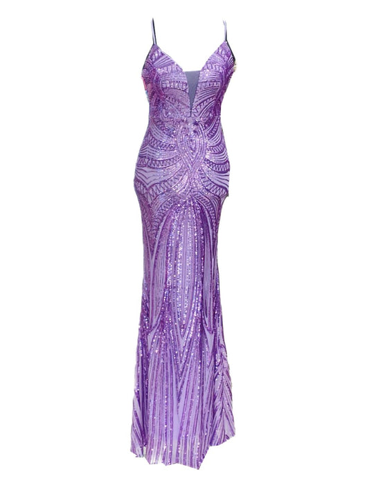 ELEGANT LILAC SEQUINED CEREMONIAL DRESS 19330