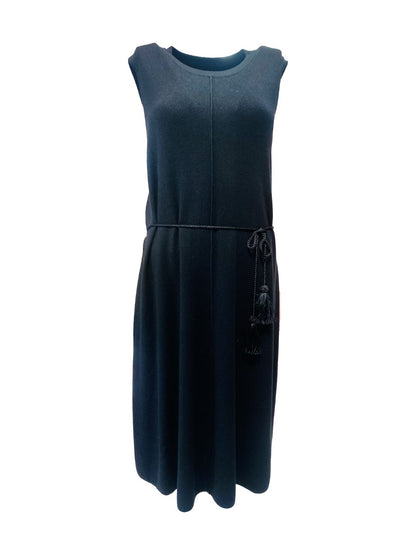 Abito Trapezio in Maglia Smanicato Nero