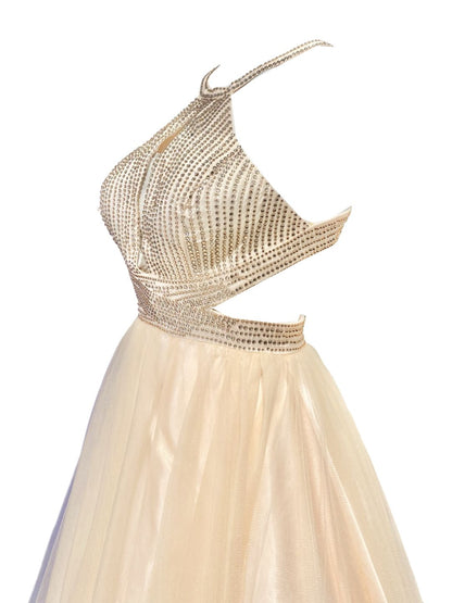 ABITO CERIMONIA Strass e Tulle Oro 722