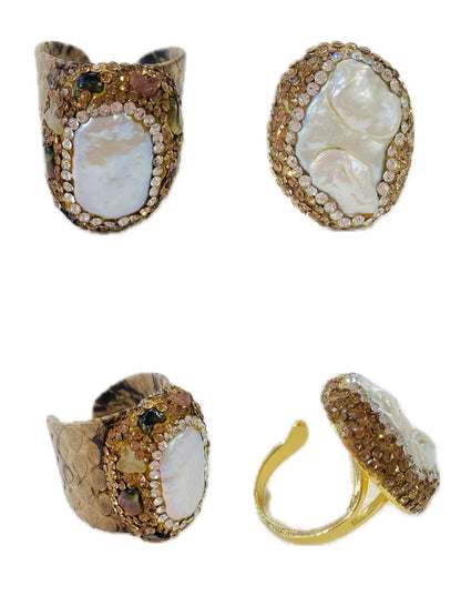 Set Bijoux Pitone NOCCIOLA+agata ROSA/Perla di fiume