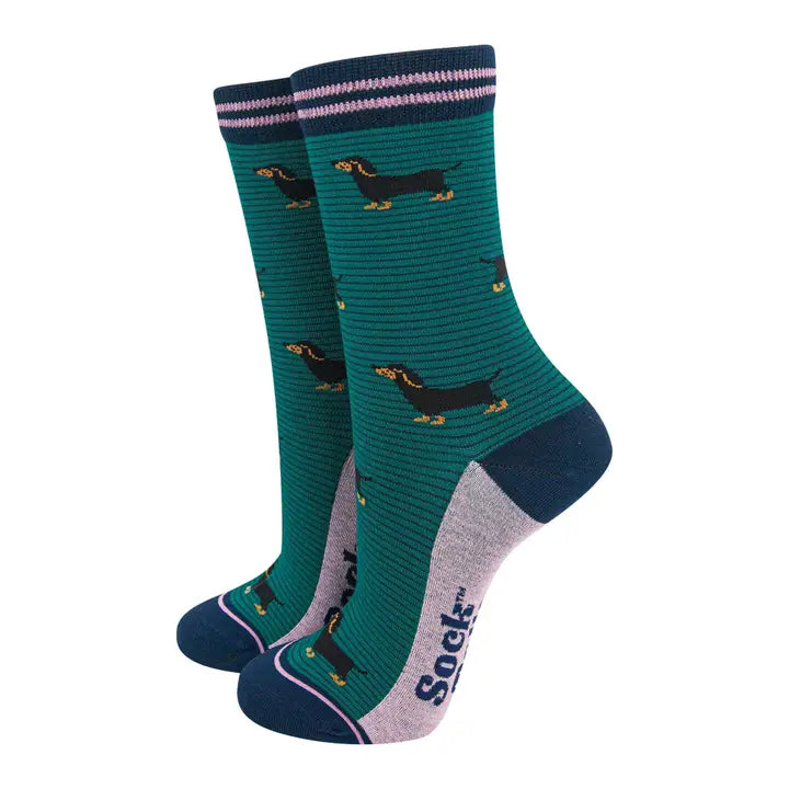 CALZINI IN BAMBÙ Verde Blu Navy Righe Bassotto 4462DACHFG