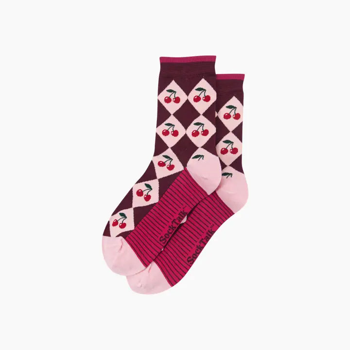 CALZINI IN BAMBÙ Cherry Argyle Rosa e Bordeaux 4619ACHERBY