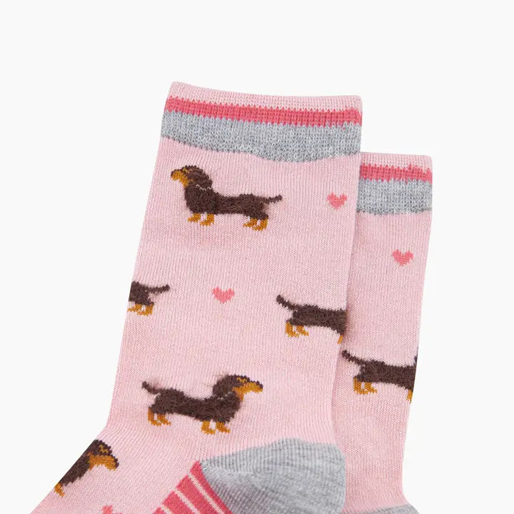 CALZINI IN BAMBÙ Rosa con Bassotti e Cuori 4436SDOGLP