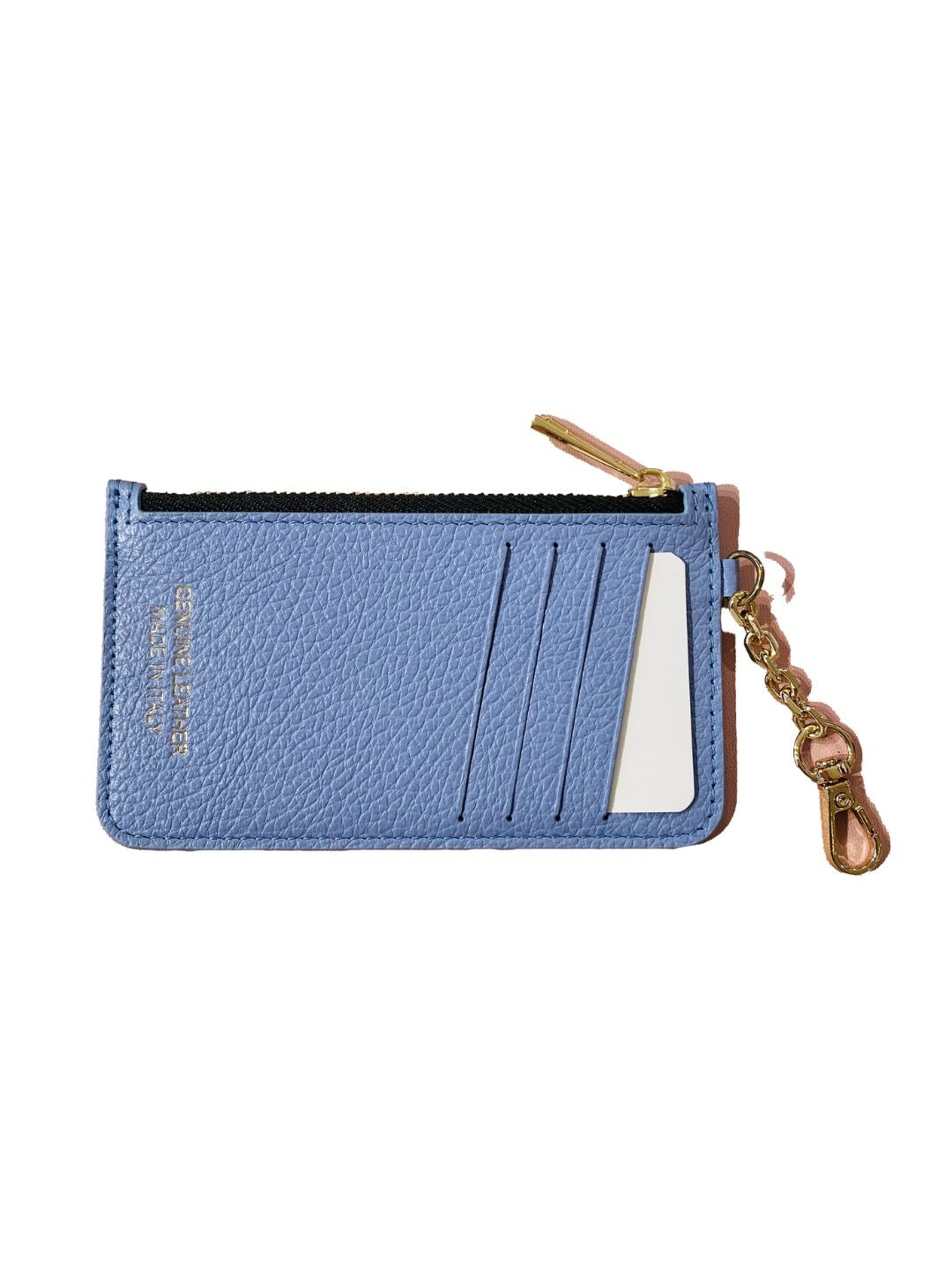 Portacarte con Moschettone in Pelle Azzurro 135