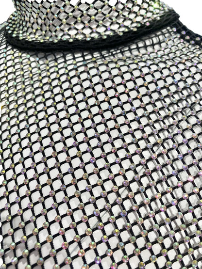 MAGLIA RETE STRASS NERA