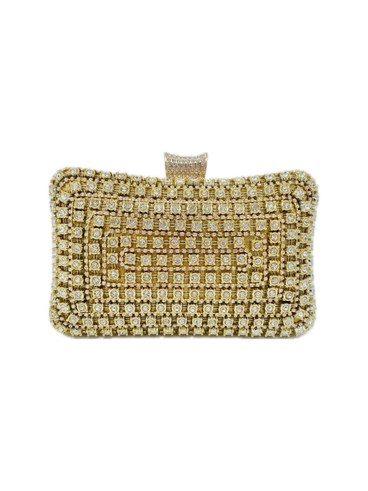 POCHETTE CLUTCH RETTANGOLARE STRASS ORO 9115