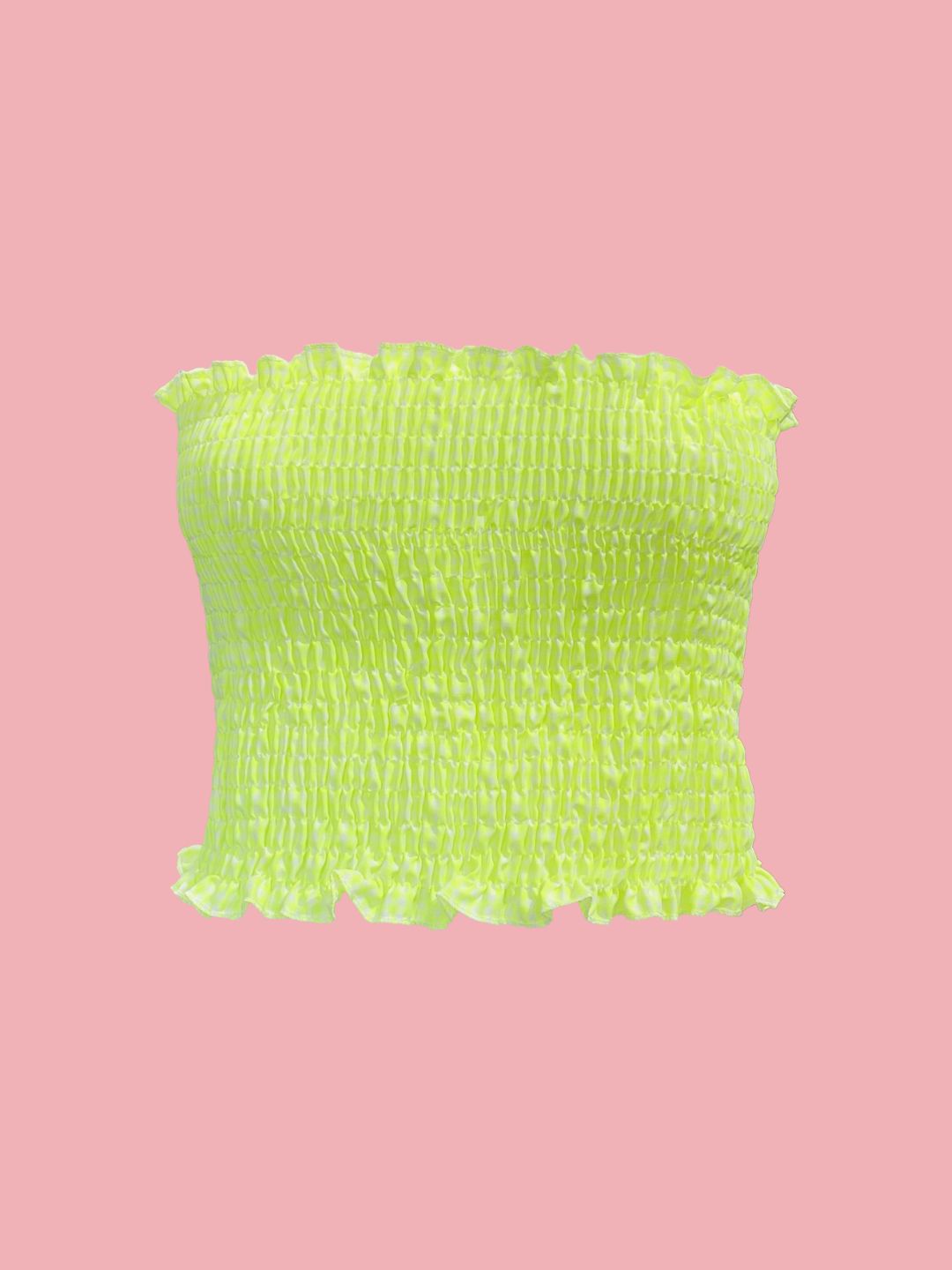 MINI TOP Punto Smock vichy Giallo Fluo Ribes of LOVE