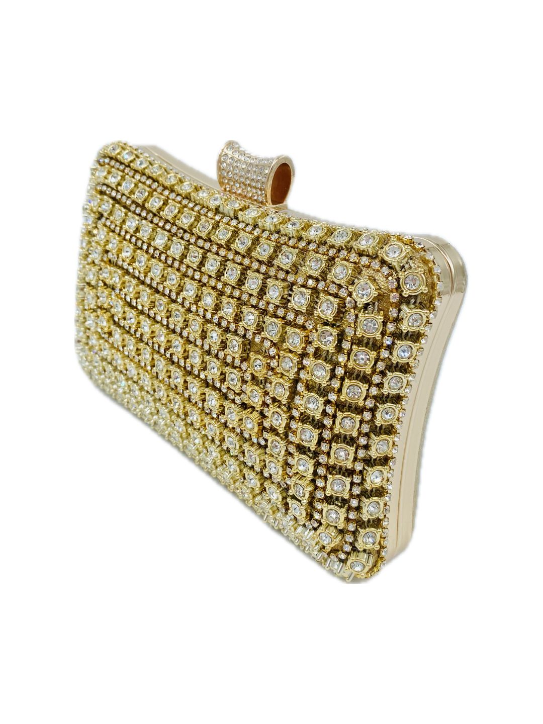 POCHETTE CLUTCH RETTANGOLARE STRASS ORO 9115