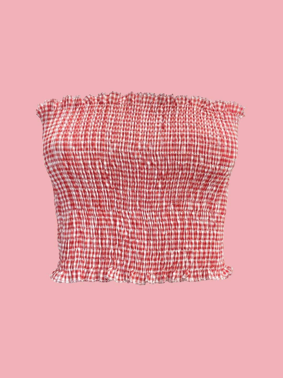 MINI TOP Punto Smock vichy Red Currant of LOVE