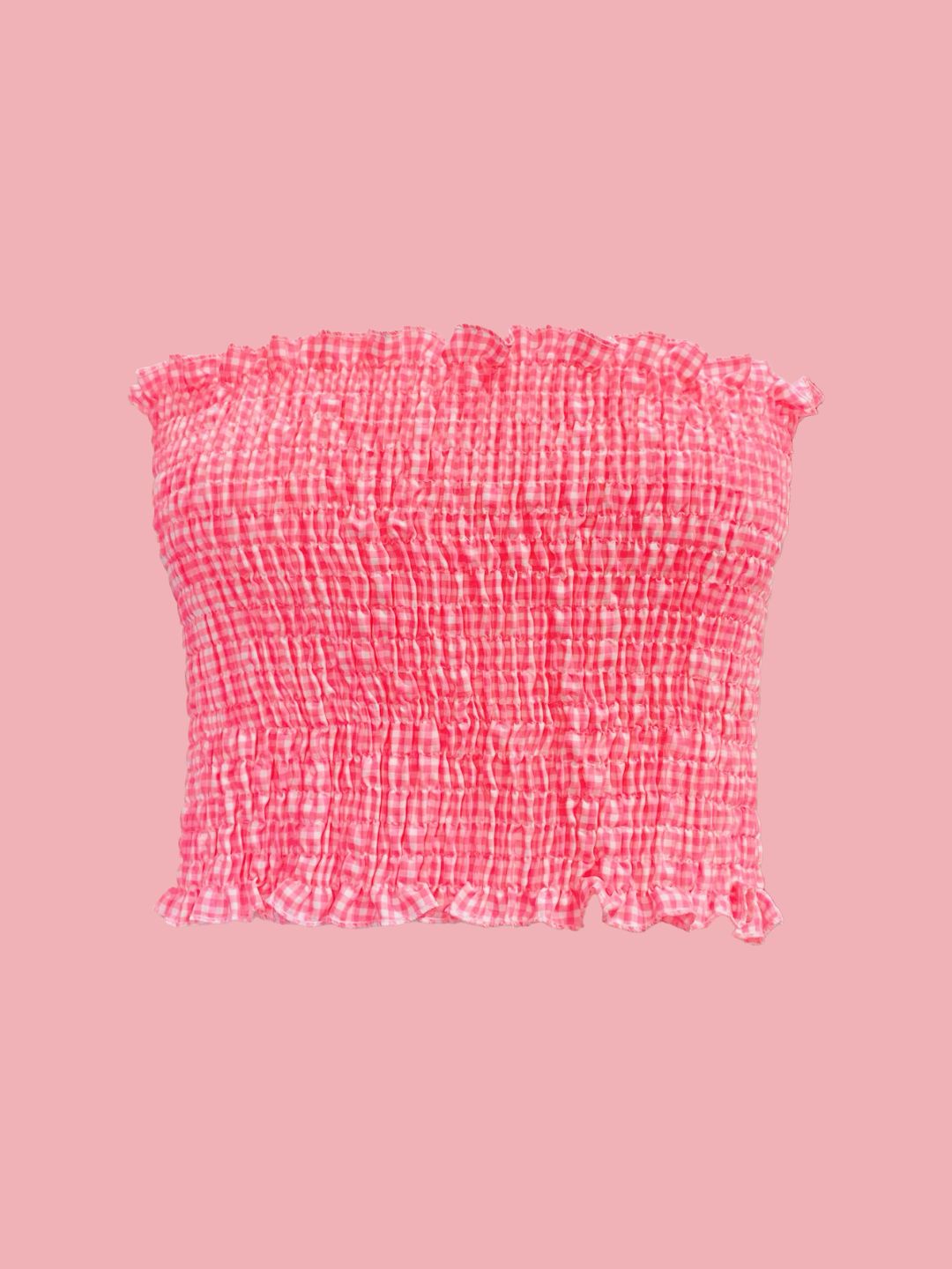 MINI TOP Punto Smock vichy Rosa Fluo Ribes of LOVE