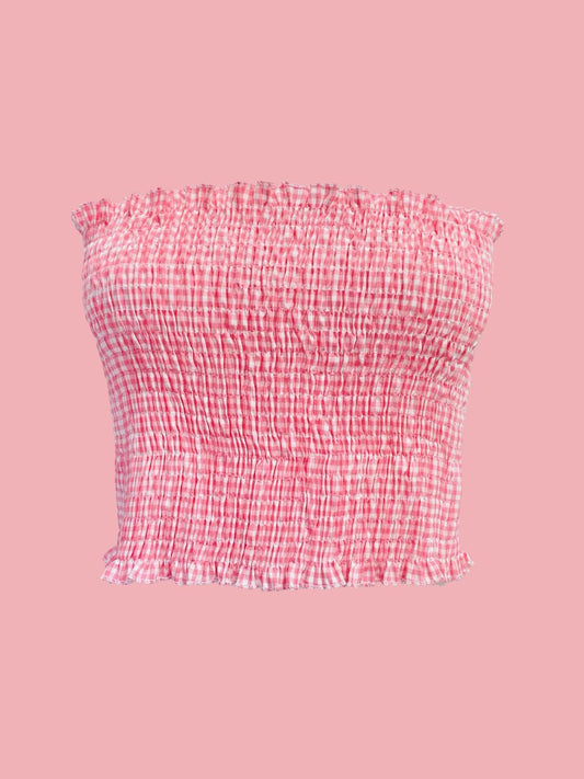 MINI TOP Punto Smock vichy pink Ribes of LOVE