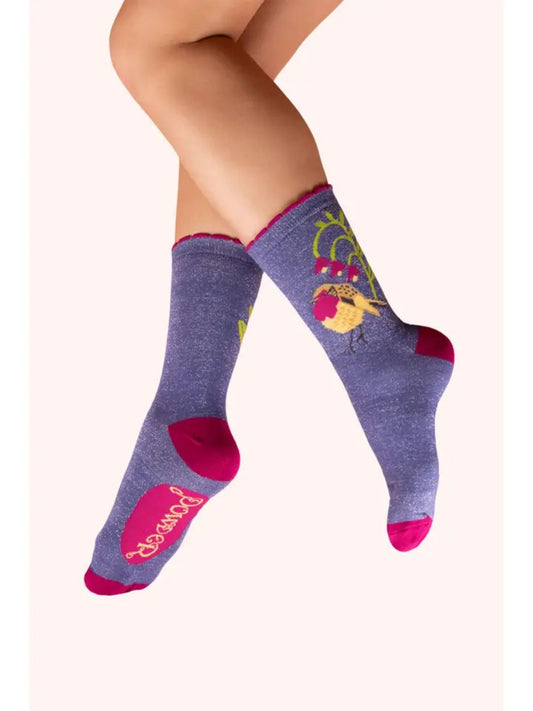 Calzini Glitter Pettirosso Viola