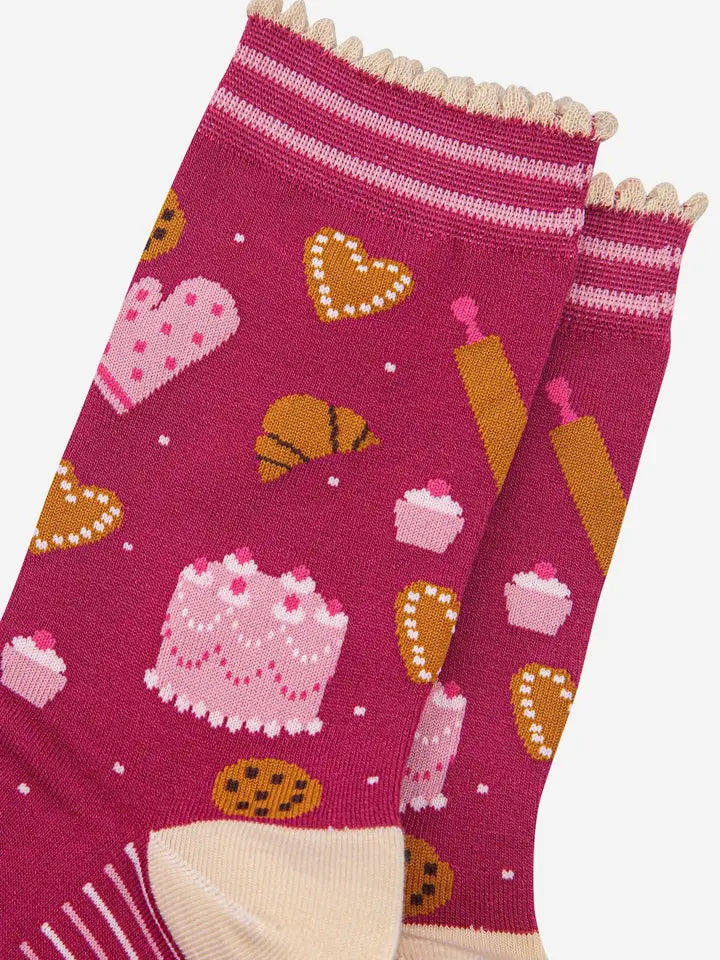 CALZINI IN BAMBÙ Lampone e Rosa chiaro Pasticcini 4538BAKERA