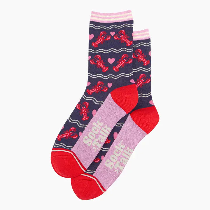 CALZINI IN BAMBÙ blu navy aragoste e cuori 4461LOBSNB