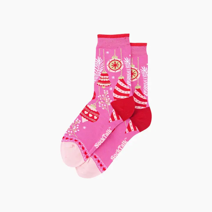 CALZINI IN BAMBÙ Rosa Acceso con Palline di Natale 4508CHABPI