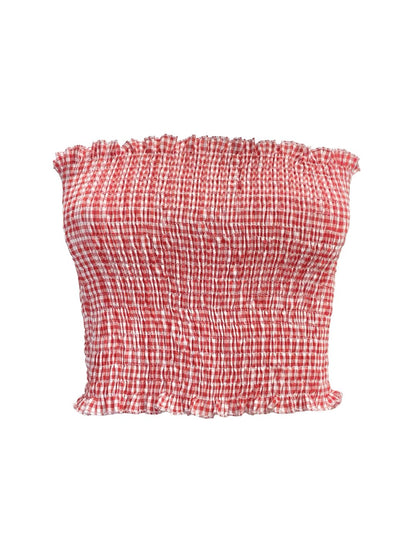 MINI TOP Punto Smock vichy Red Currant of LOVE