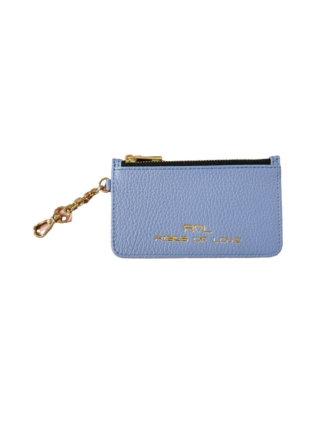 Portacarte con Moschettone in Pelle Azzurro 135