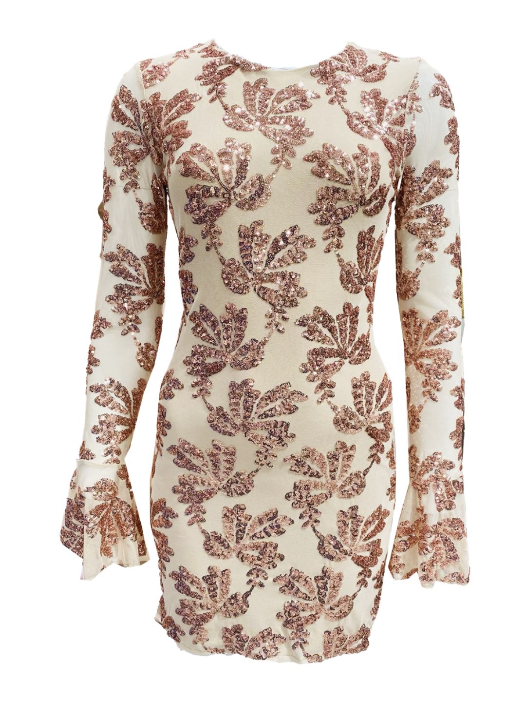Abito Corto Nude Paillettes Oro Rosa 14285