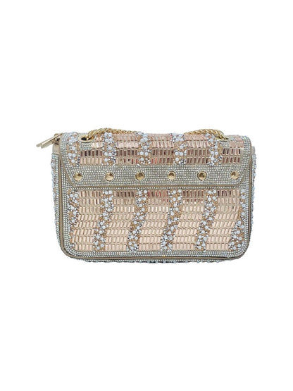 Pochette a Spalla con Specchietti e Strass Oro Rosa 6010