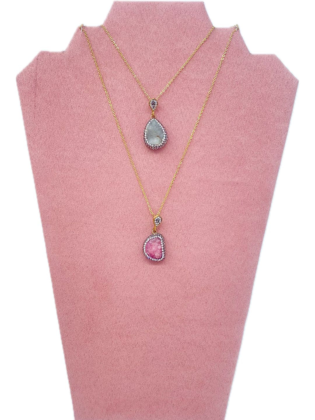 COLLANA CON CIONDOLO DI AGATA E BRILLANTINI 1059