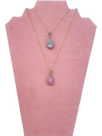 COLLANA CON CIONDOLO DI AGATA E BRILLANTINI 1059
