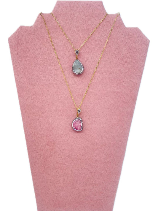 COLLANA CON CIONDOLO DI AGATA E BRILLANTINI 1059