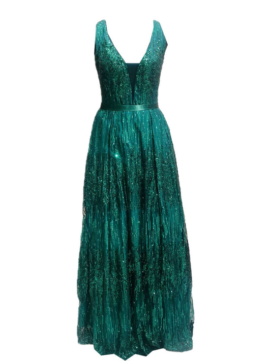 ABITO DA CERIMONIA VERDE CON PAILLETTES VERDI 1979
