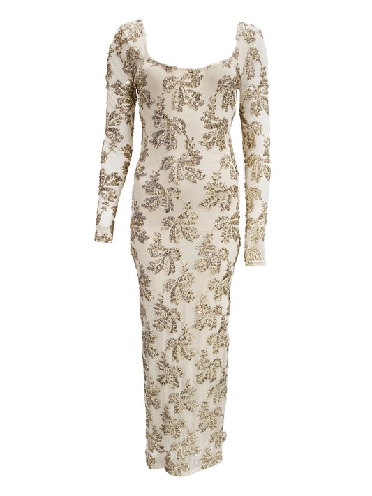 Abito Lungo Pailettes Oro 14313